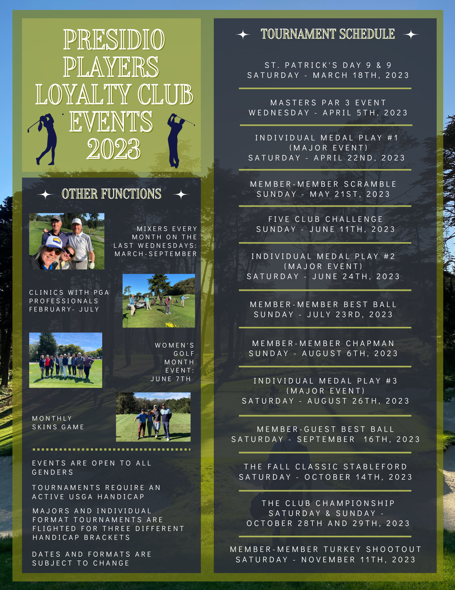 Golf Course Event & Tournament Schedule